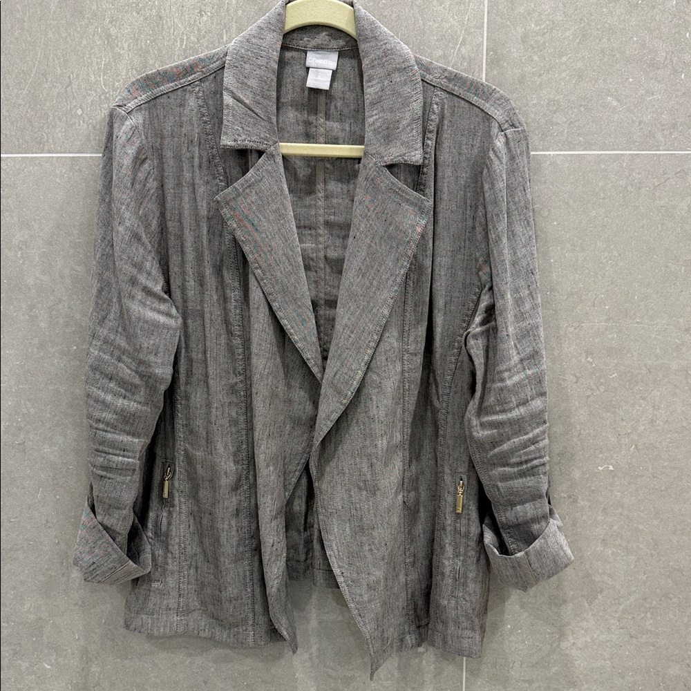 Chico's Tan/Grey Blazer Jacket